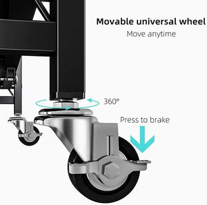 Foldable 4-Tier Metal Utility Shelf with Wheels