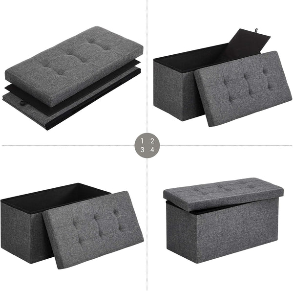 Foldable Tufted Ottoman Storage Box Set (Set of 3)
