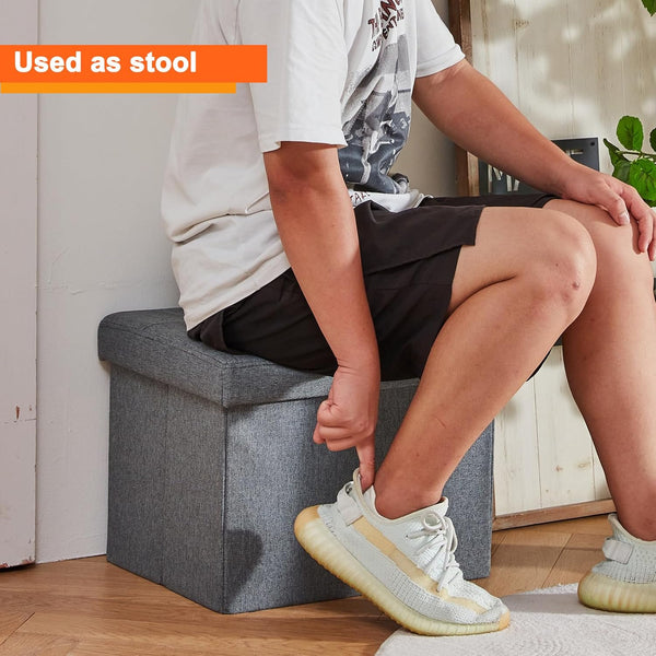 Foldable Tufted Ottoman Storage Box Set (Set of 3)