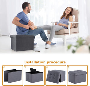 Foldable Tufted Ottoman Storage Box Set (Set of 3)