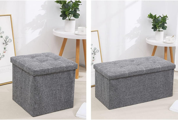 Foldable Tufted Ottoman Storage Box Set (Set of 3)