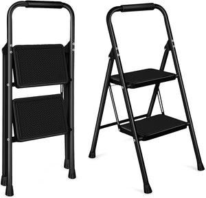 2-Step Foldable Steel Ladder with Anti-Slip Steps