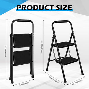 2-Step Foldable Steel Ladder with Anti-Slip Steps