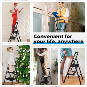 2-Step Foldable Steel Ladder with Anti-Slip Steps