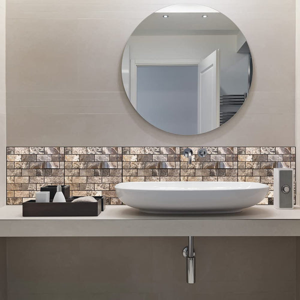 Marble Brick Look Wall Sticker Panels (6 Pack)