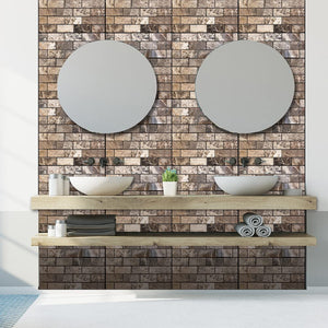 Marble Brick Look Wall Sticker Panels (6 Pack)
