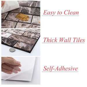 Marble Brick Look Wall Sticker Panels (6 Pack)