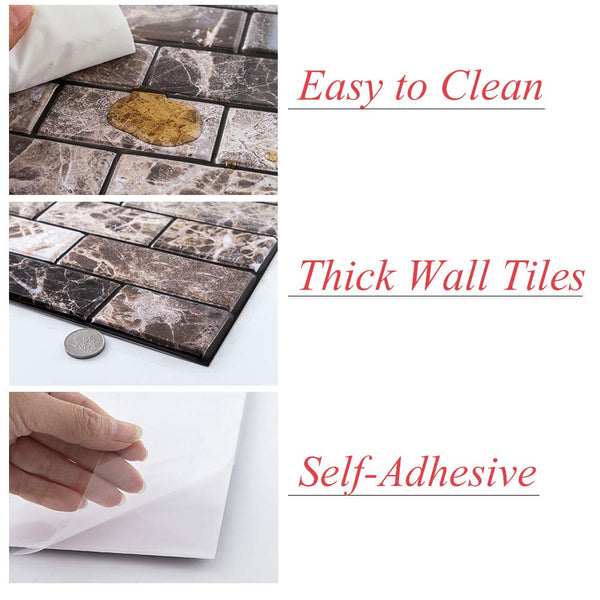 Marble Brick Look Wall Sticker Panels (6 Pack)