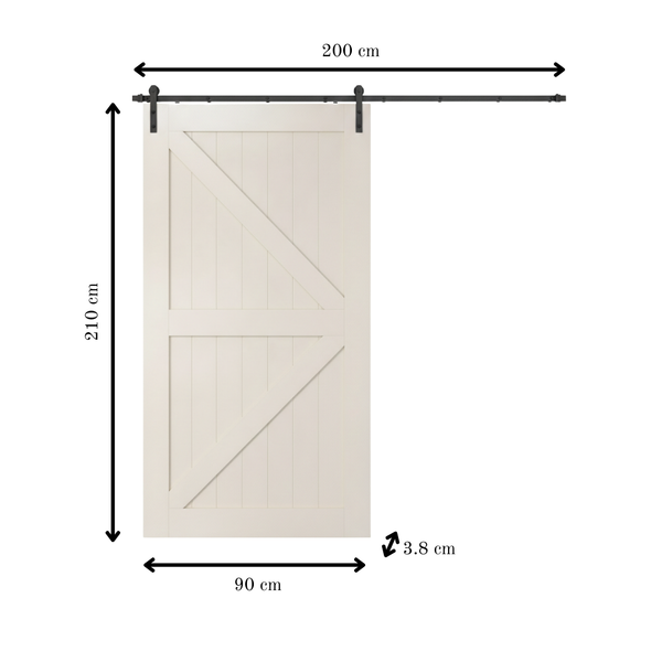 Evara Barn Door (210 cm x 90 cm x 3.8 cm) - 2m Track Kit Included
