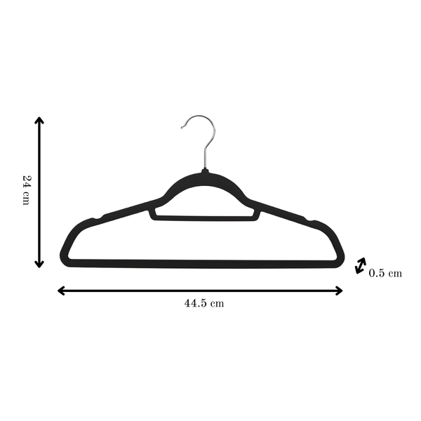 Noir Non-Slip Velvet Hangers - Set of 50