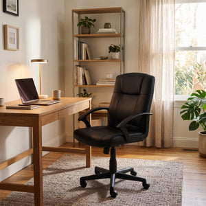 Ergonomic PU Leather Office Chair with Adjustable Height