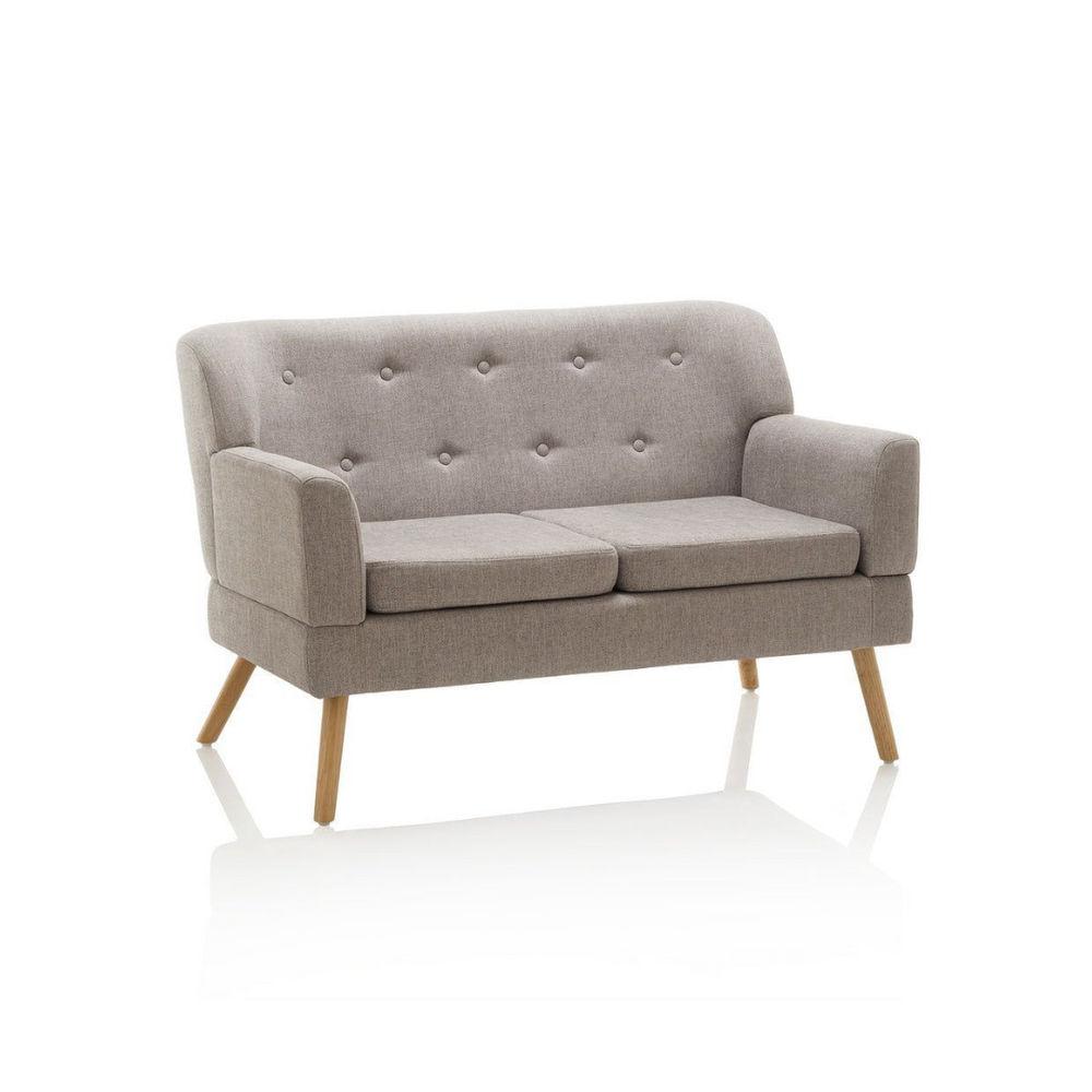 Grey Linen Double Couch - 2 Seater Sofa