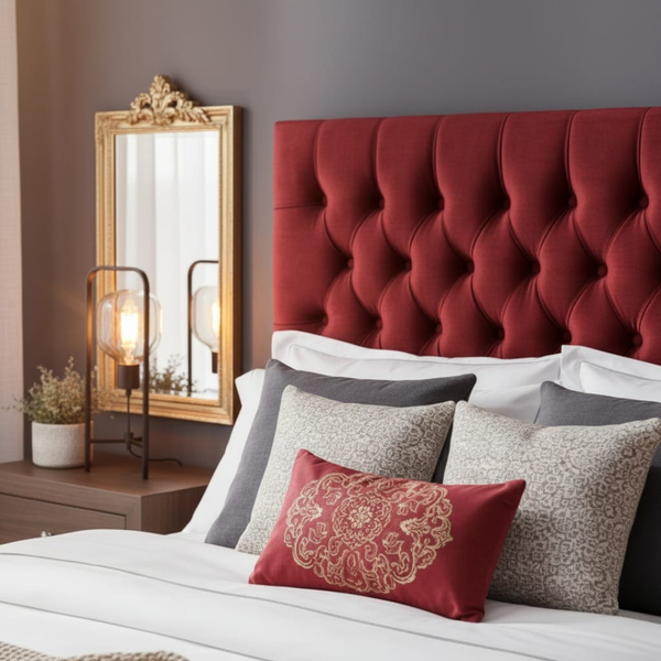 Praline Velvet Tufted Diamond Headboard
