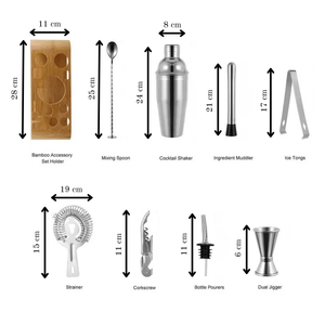 Bentwood 10-Piece Cocktail Shaker Set