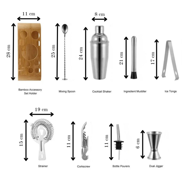 Bentwood 10-Piece Cocktail Shaker Set