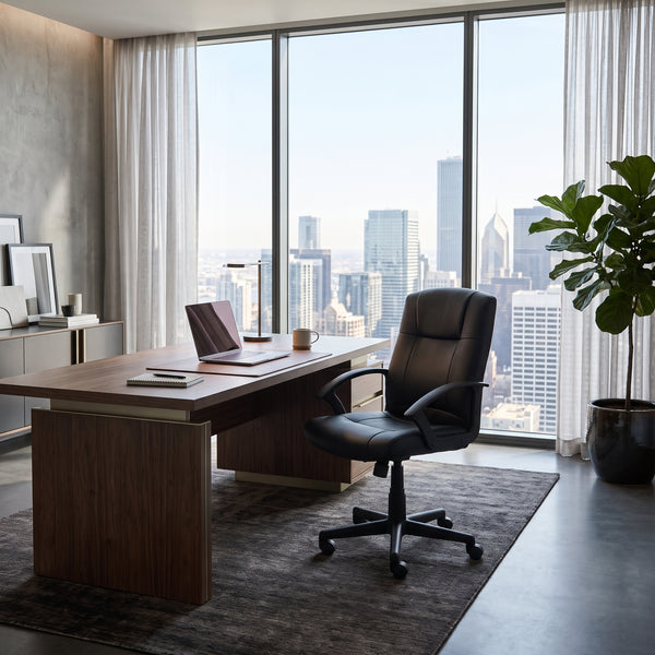 Ergonomic PU Leather Office Chair with Adjustable Height