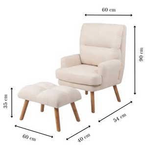 Reclining Linen Armchair & Ottoman
