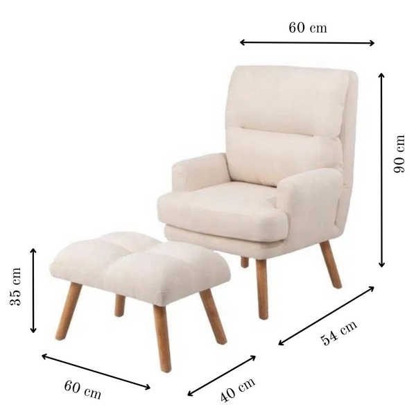 Reclining Linen Armchair & Ottoman