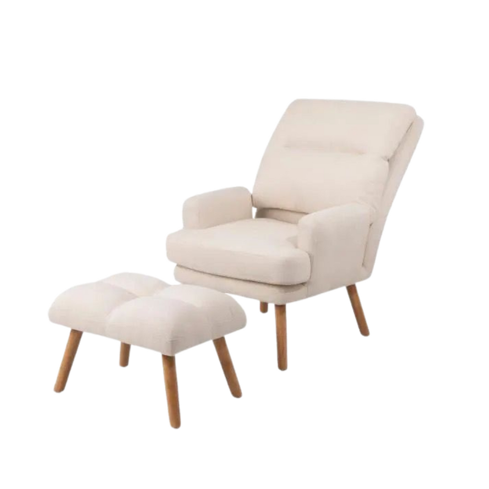 Reclining Linen Armchair & Ottoman