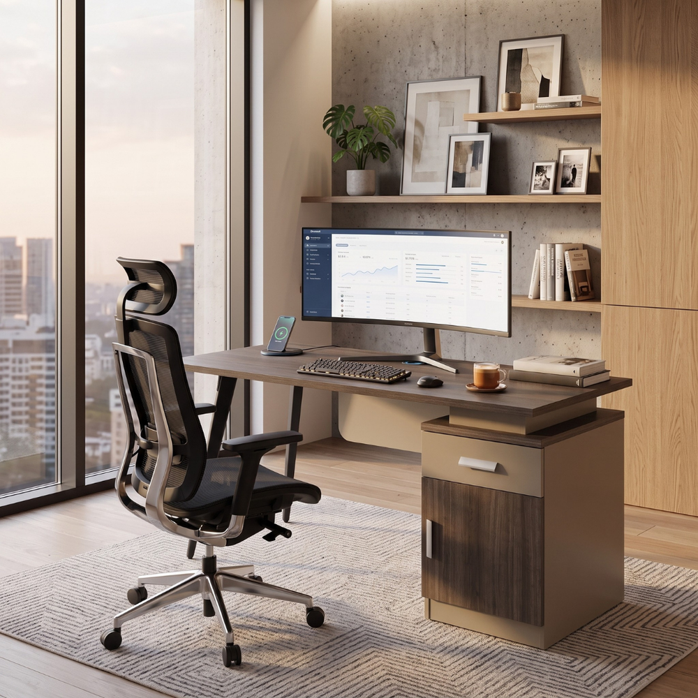 Kallisto Silkwood Premium Office Desk with Integrated Storage