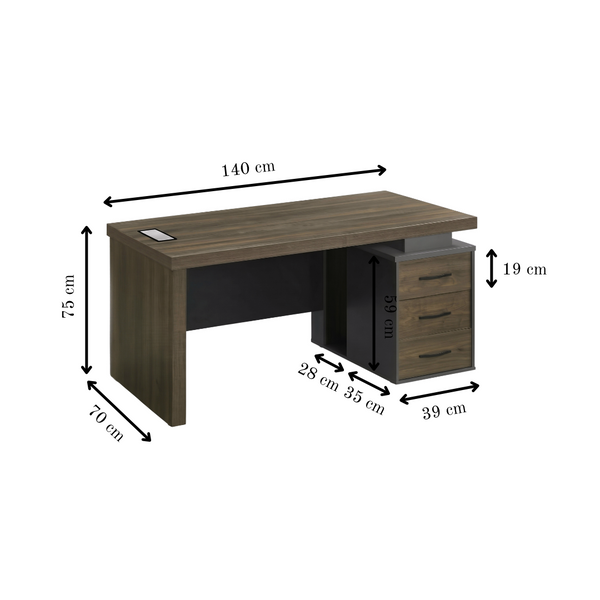 Ferro Executive Desk with Drawers