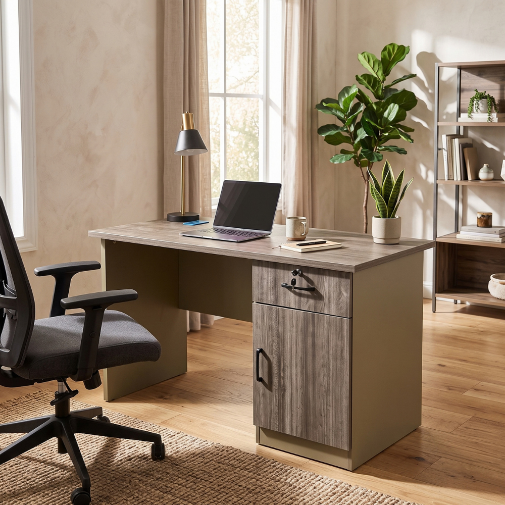 Kallisto Silkwood Study Desk with Cabinet