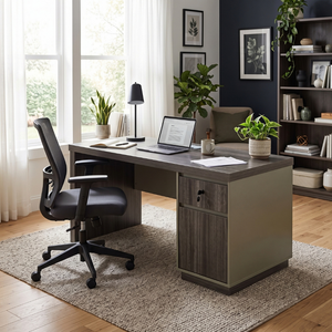 Kallisto Silkwood Office Desk with Pedestal