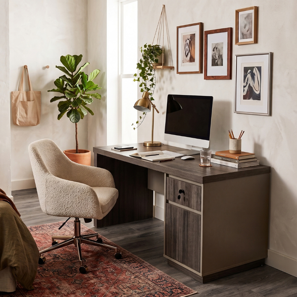 Kallisto Silkwood Office Desk with Pedestal