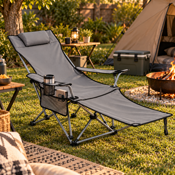 Foldable Reclining Camping Chair with Footrest