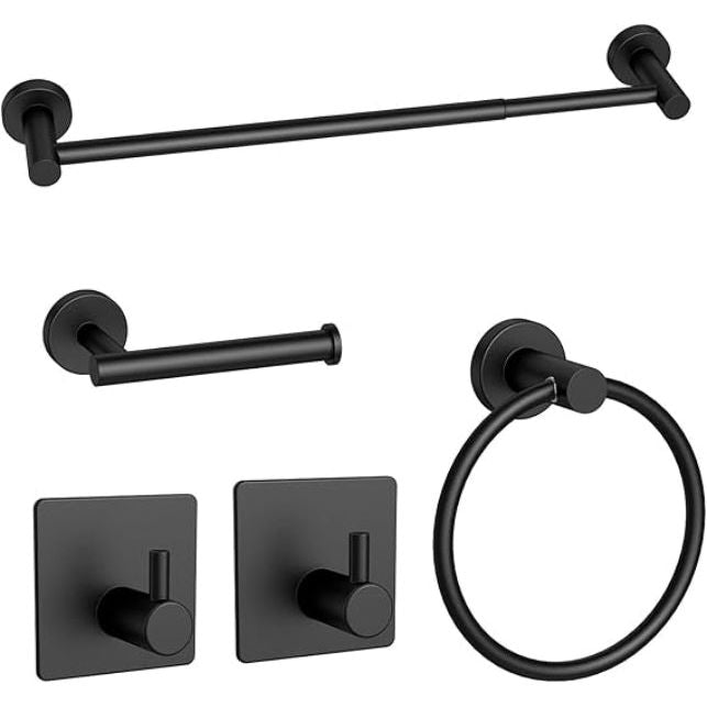 5-Piece Matte Black Bathroom Accessory Set