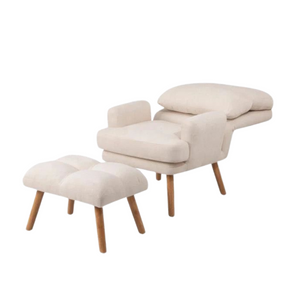 Reclining Linen Armchair & Ottoman