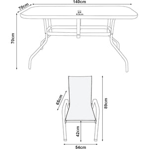 Glass-Top Patio Dining Set (6 Seater)