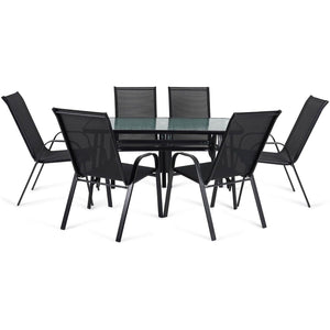 Glass-Top Patio Dining Set (6 Seater)