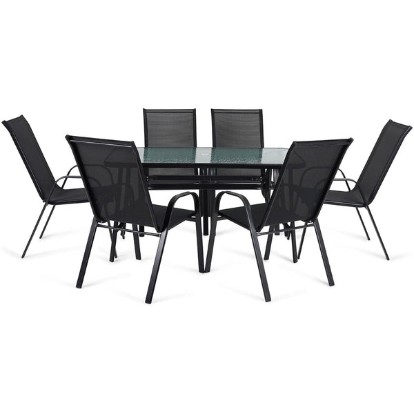 Glass-Top Patio Dining Set (6 Seater)