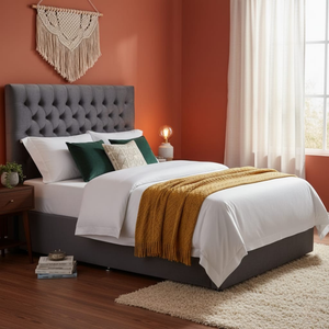 Praline Velvet Tufted Diamond Headboard