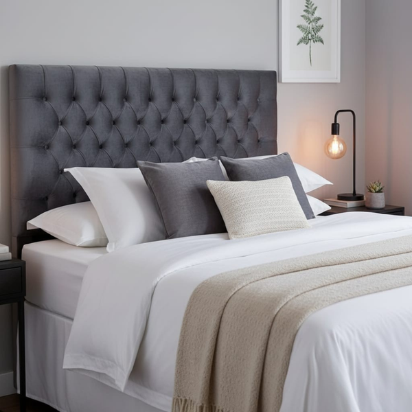 Praline Velvet Tufted Diamond Headboard