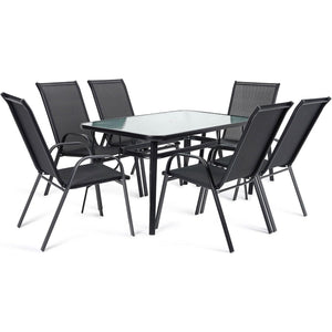 Glass-Top Patio Dining Set (6 Seater)