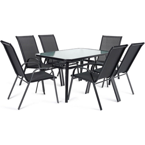 Glass-Top Patio Dining Set (6 Seater)