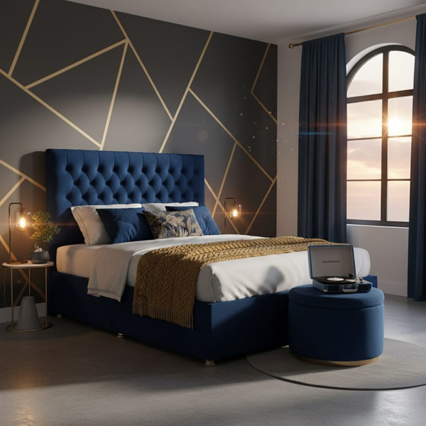 Praline Velvet Tufted Diamond Headboard