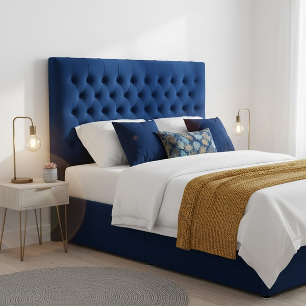 Praline Velvet Tufted Diamond Headboard