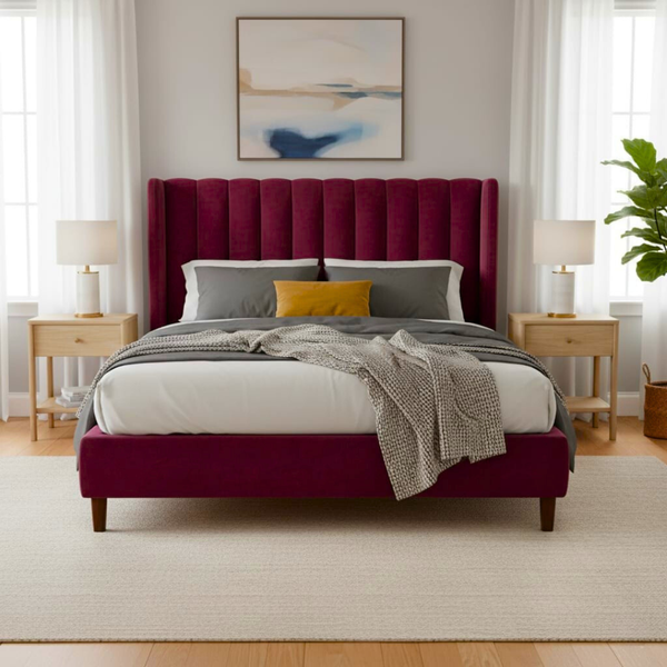 Lucera Velvet Winged Panel Headboard