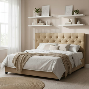 Praline Velvet Tufted Diamond Headboard