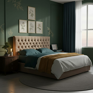 Praline Velvet Tufted Diamond Headboard