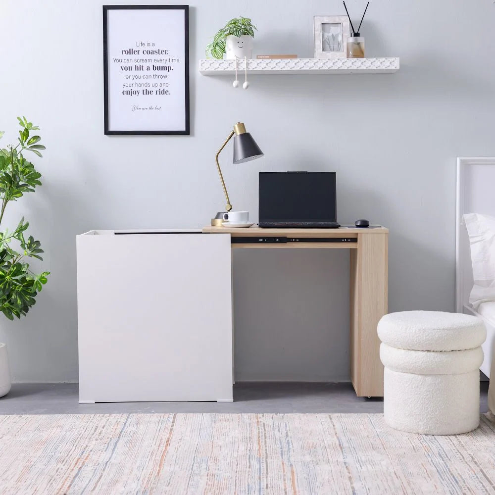 Averin Extendible Desk with Side Shelves