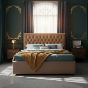 Praline Velvet Tufted Diamond Headboard