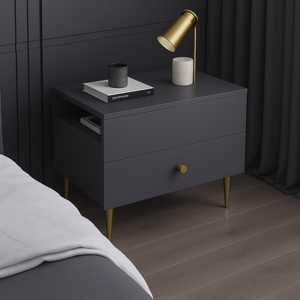 Aurum Charcoal Grey Night Stand