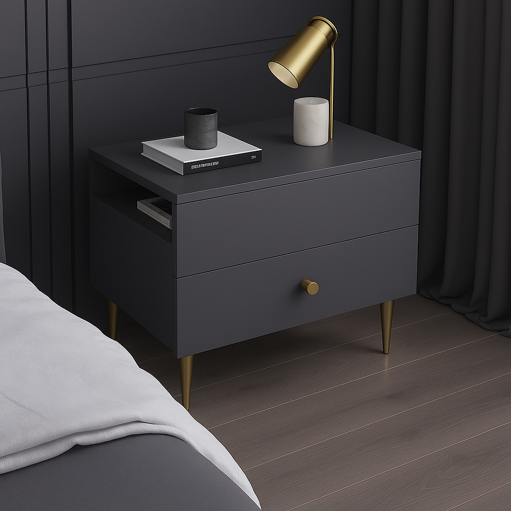 Aurum Charcoal Grey Night Stand