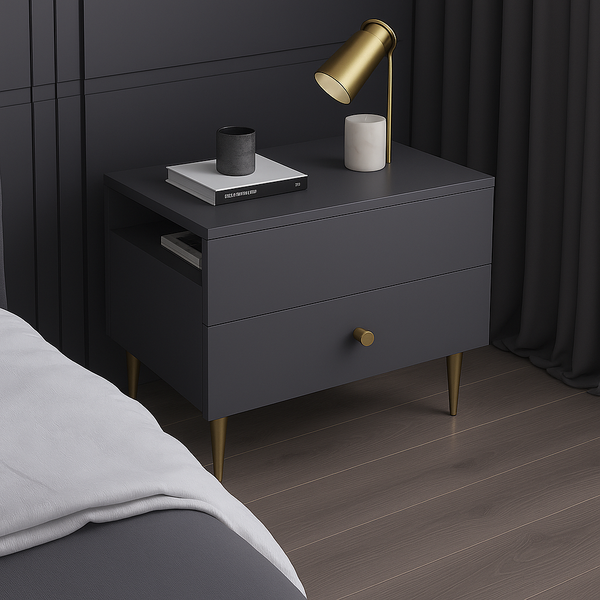 Aurum Charcoal Grey Night Stand