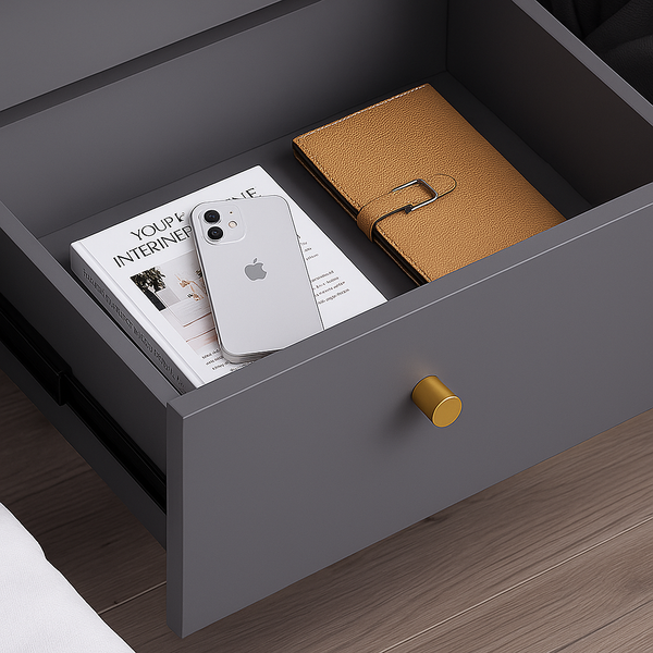 Aurum Charcoal Grey Night Stand