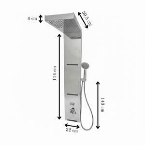 Shower Panel with Waterfall and Hand Shower